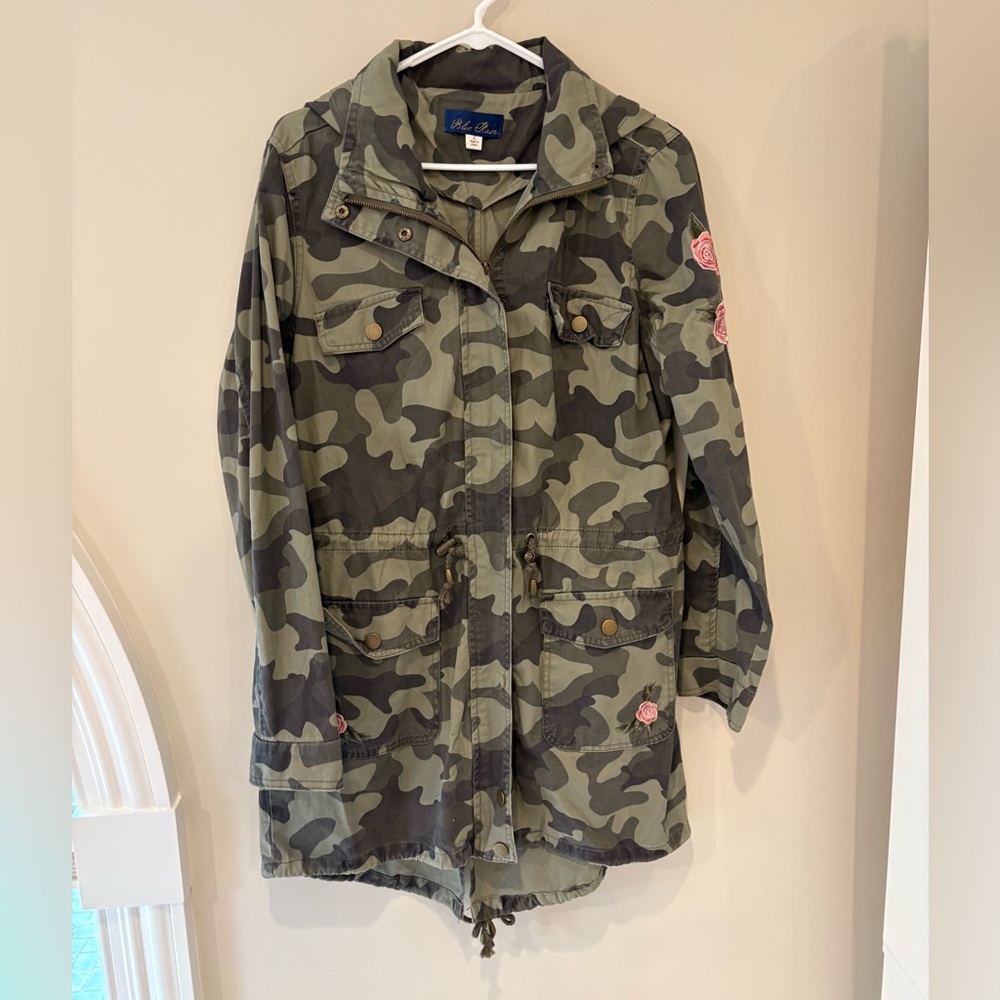 Blue Rain Camouflage Utility Jacket with Pink Details